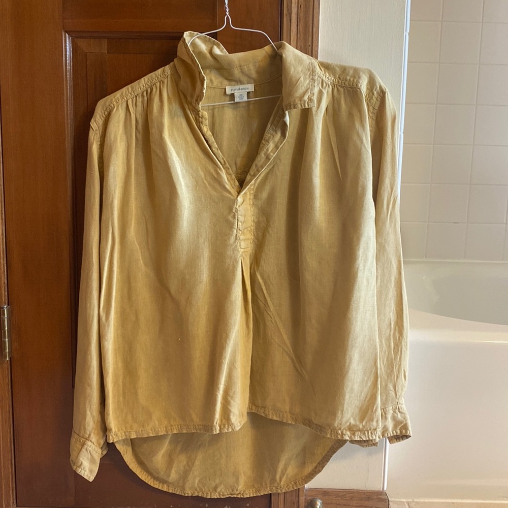 Sundance mustard yellow linen blouse size XS